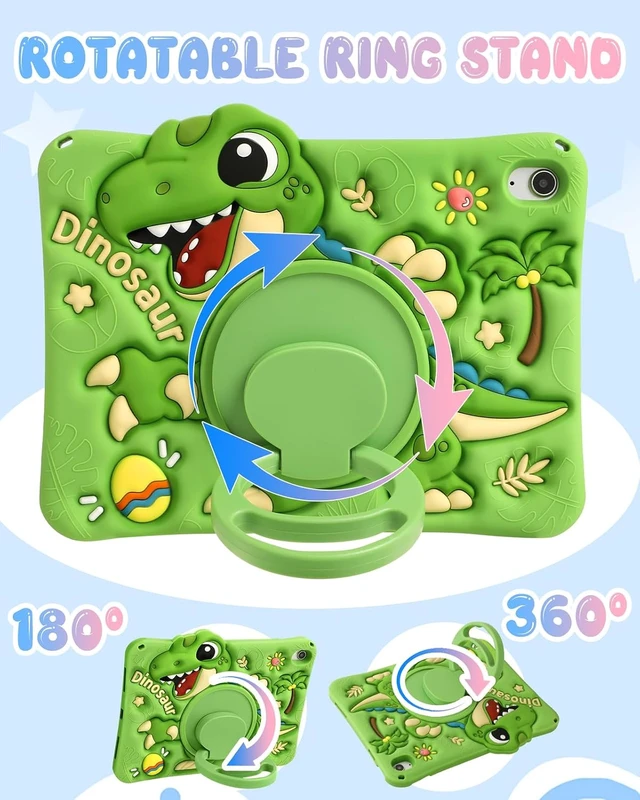 Alt view image 3 of 7 - Boaretiu Dinosaur Tablet Case for Galaxy Tab A11+/A9+ Case Green