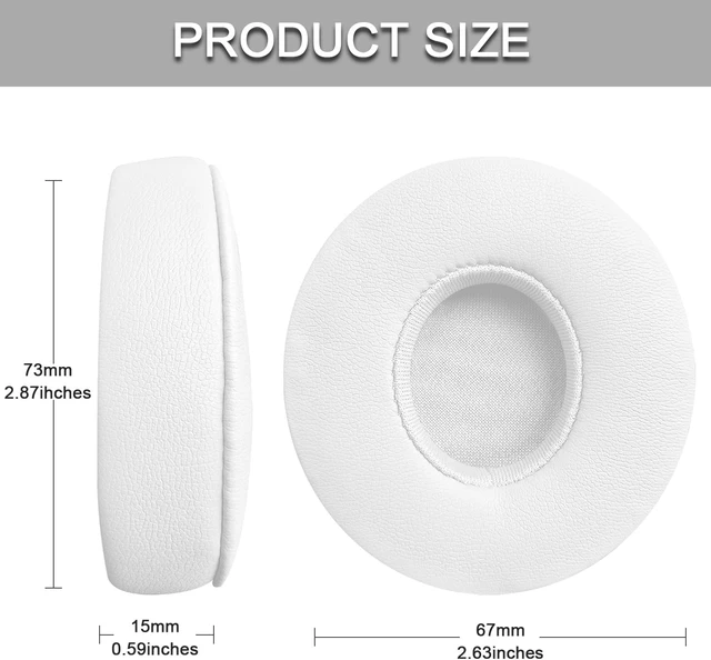 Alt view image 2 of 7 - Replacement Ear Pads for Solo 2 & Solo 3 Wireless On-Ear Headphones Replacement EarPads Cushions Headphones Covers with Memory Noise Isolation Foam Softer Leather-White