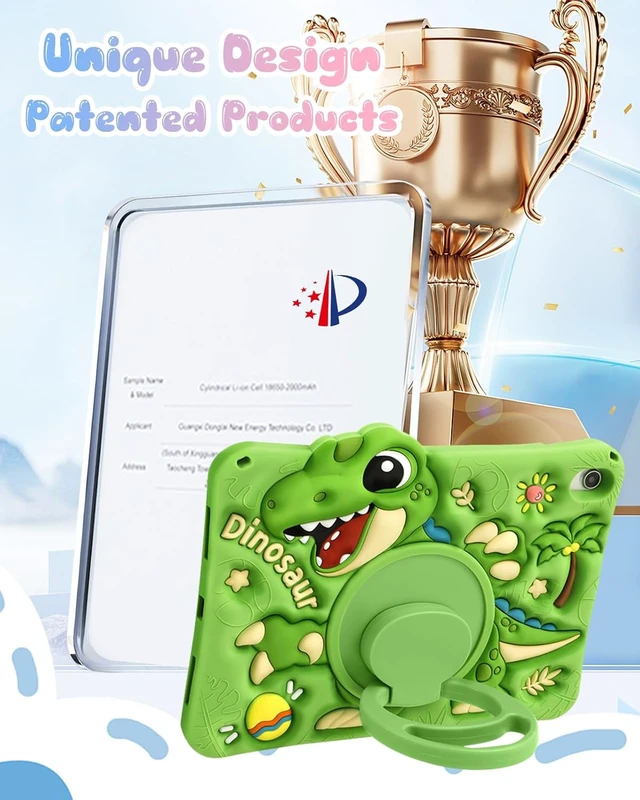Alt view image 4 of 7 - Boaretiu Dinosaur Tablet Case for Galaxy Tab A11+/A9+ Case Green