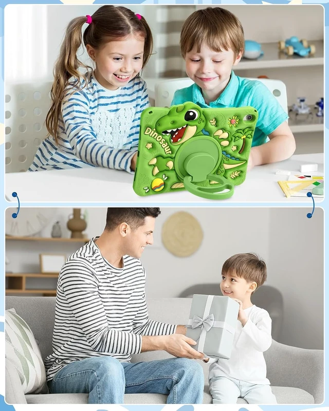 Alt view image 7 of 7 - Boaretiu Dinosaur Tablet Case for Galaxy Tab A11+/A9+ Case Green