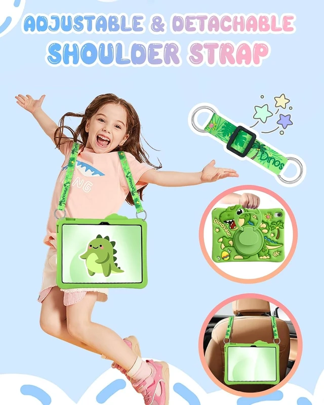 Alt view image 5 of 7 - Boaretiu Dinosaur Tablet Case for Galaxy Tab A11+/A9+ Case Green