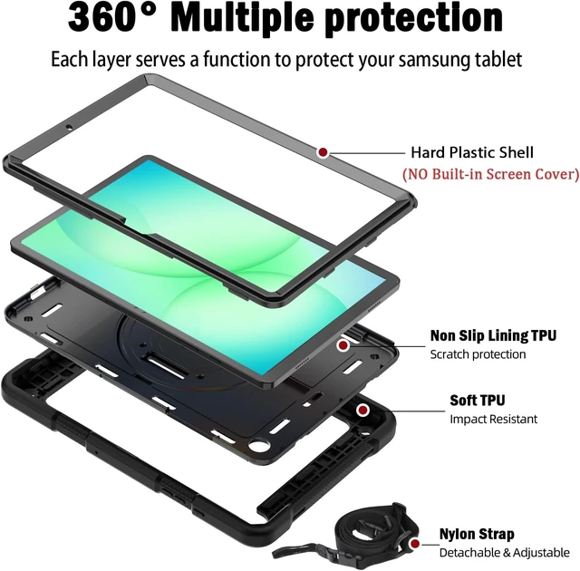 Alt view image 3 of 7 - for Galaxy Tab A11+ Plus/A9+ Plus Case 11 2026/2023 Black