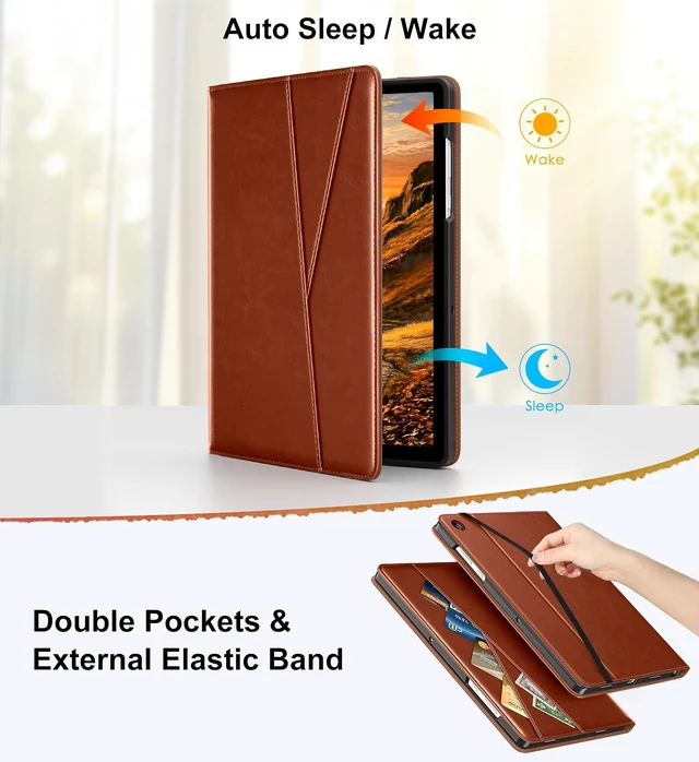 Alt view image 7 of 7 - for Galaxy Tab A11 Plus / A9+ Plus 11 inch Case Brown