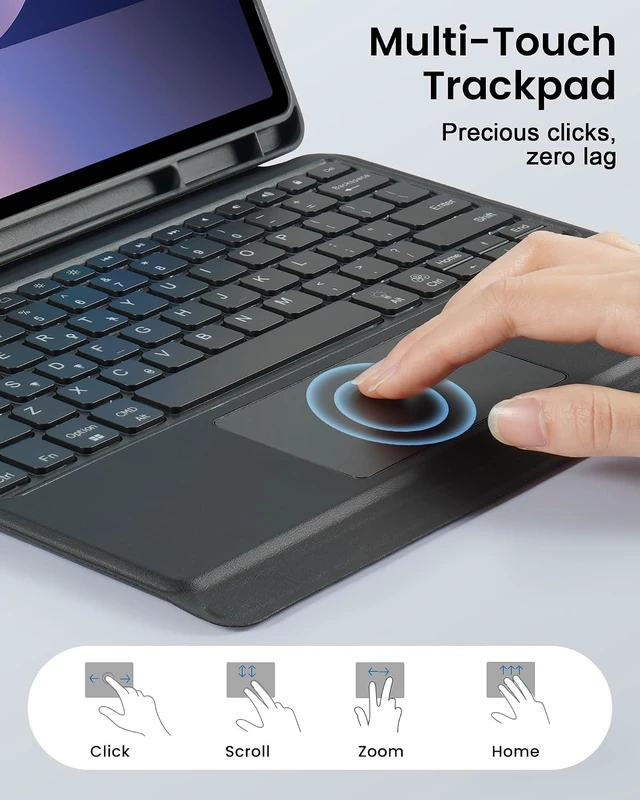 Alt view image 4 of 7 - Backlit Rotatable Keyboard Case with Trackpad Galaxy Tab S10+/S9 FE+/S9+/S8+/S7+/S7 FE 12.4 7-Color Backlight Slim Cover with Detachable Keyboard for Tab 12.4 Inch Black