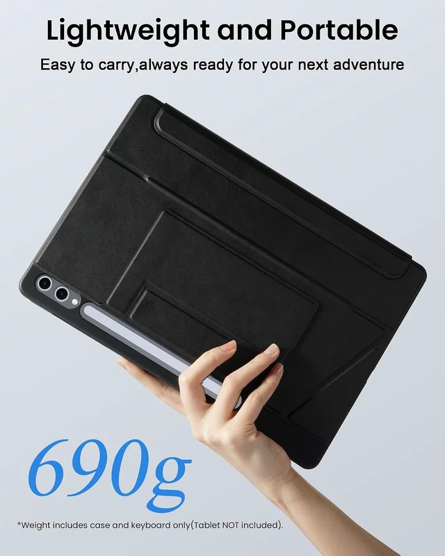 Alt view image 7 of 7 - Backlit Rotatable Keyboard Case with Trackpad Galaxy Tab S10+/S9 FE+/S9+/S8+/S7+/S7 FE 12.4 7-Color Backlight Slim Cover with Detachable Keyboard for Tab 12.4 Inch Black