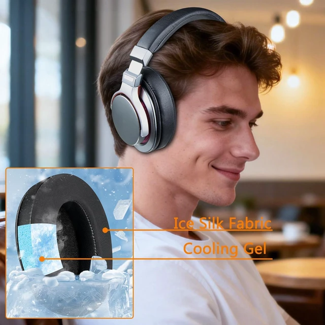 Alt view image 5 of 7 - Cooling Earpads for M50X Cloud/Arctis/G Pro X - Black