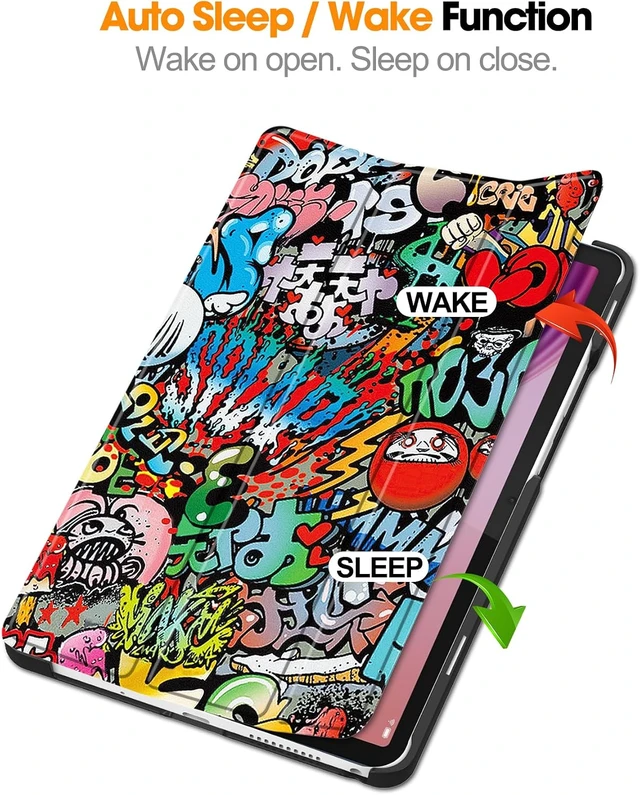 Alt view image 2 of 7 - Smart Case for Tab One / K9 8.7 Inch 2025 TB305XU/TB305FU Lightweight Trifold Stand Cover Auto Wake Sleep Graffiti