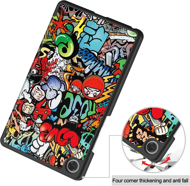 Alt view image 5 of 7 - Smart Case for Tab One / K9 8.7 Inch 2025 TB305XU/TB305FU Lightweight Trifold Stand Cover Auto Wake Sleep Graffiti