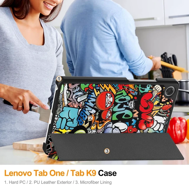 Alt view image 6 of 7 - Smart Case for Tab One / K9 8.7 Inch 2025 TB305XU/TB305FU Lightweight Trifold Stand Cover Auto Wake Sleep Graffiti