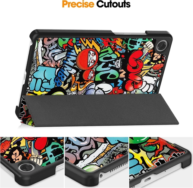 Alt view image 4 of 7 - Smart Case for Tab One / K9 8.7 Inch 2025 TB305XU/TB305FU Lightweight Trifold Stand Cover Auto Wake Sleep Graffiti