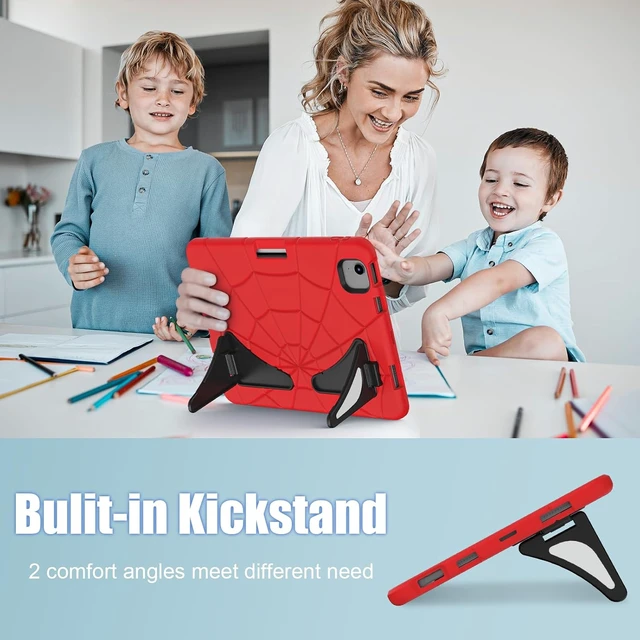 Alt view image 2 of 7 - Compatible with iPad Air 11(2026) M4/iPad Air 11(2024)/iPad Air 11(2025) M3 11 inch Tablet CaseLightweight Protective Cover with Kickstand for Kids Children Boys Babies Red Black