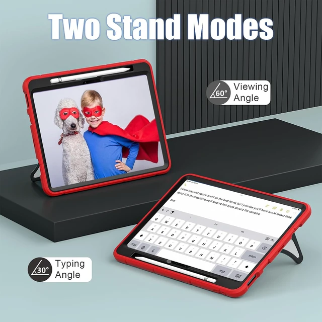 Alt view image 6 of 7 - Compatible with iPad Air 11(2026) M4/iPad Air 11(2024)/iPad Air 11(2025) M3 11 inch Tablet CaseLightweight Protective Cover with Kickstand for Kids Children Boys Babies Red Black