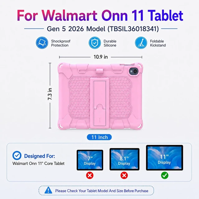 Alt view image 2 of 7 - Case for Onn 11 inch Tablet Gen 5 2026 (Model:TBSIL36018341)