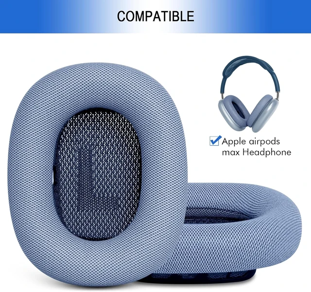 Alt view image 2 of 7 - Replacement Ear Cushions for AirPods Max - Upgraded Ear Cups for Headphones - GVOEARS Earpad Cover with Silicone Gel Memory Foam (Blue)