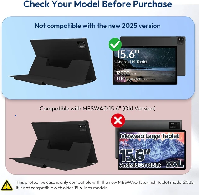 Alt view image 2 of 7 - 2025 15.6 Inch Tablet Case New Upgraded Slim Hard Shell Protective Cover Only for 15.6 Inch Tablet Lightweight Shockproof Folio with Multi-Angle Stand for 15.6 Inch Tablet - Black