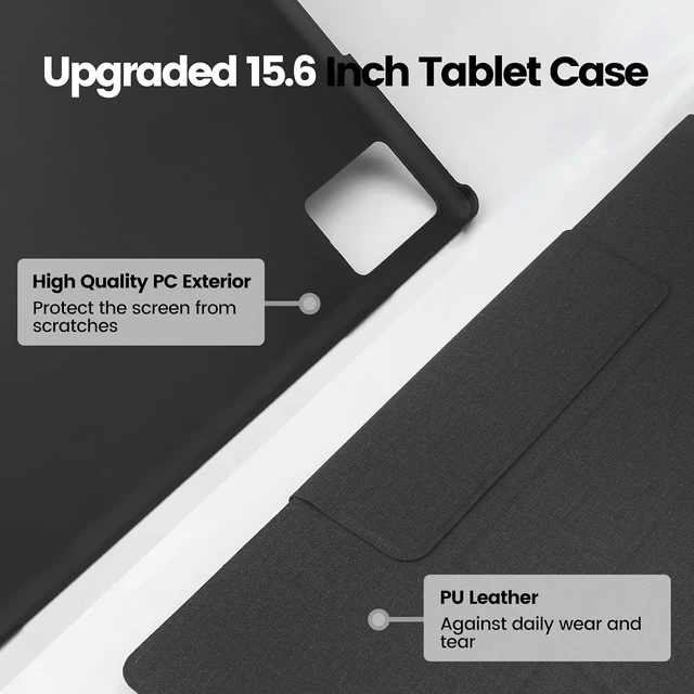 Alt view image 4 of 7 - 2025 15.6 Inch Tablet Case New Upgraded Slim Hard Shell Protective Cover Only for 15.6 Inch Tablet Lightweight Shockproof Folio with Multi-Angle Stand for 15.6 Inch Tablet - Black