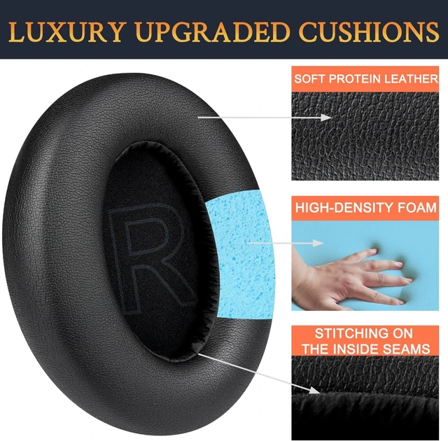 Alt view image 5 of 7 - Earpads for Anker (Life 2 Life Q20) - Black