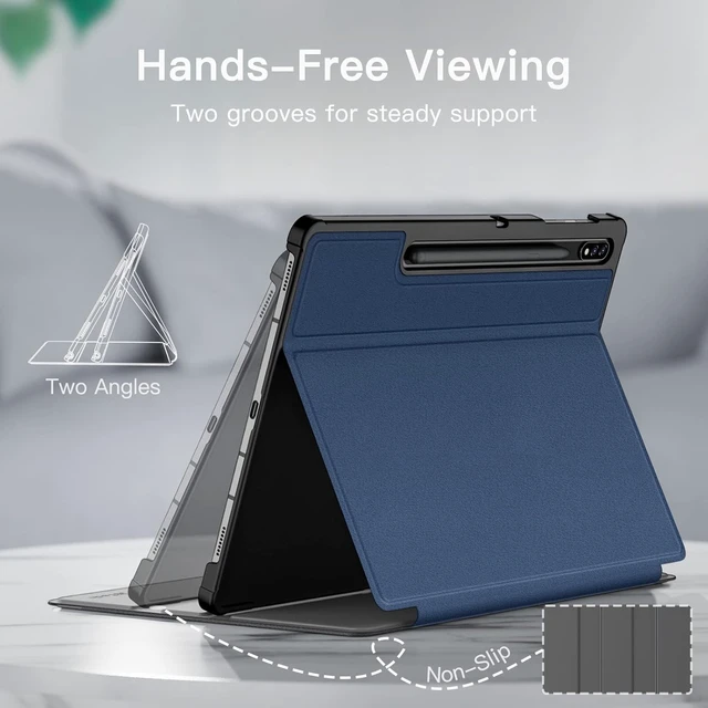Alt view image 3 of 6 - Folio Case for Galaxy Tab S8 Plus/S7 FE/S7 Plus 12.4 Navy