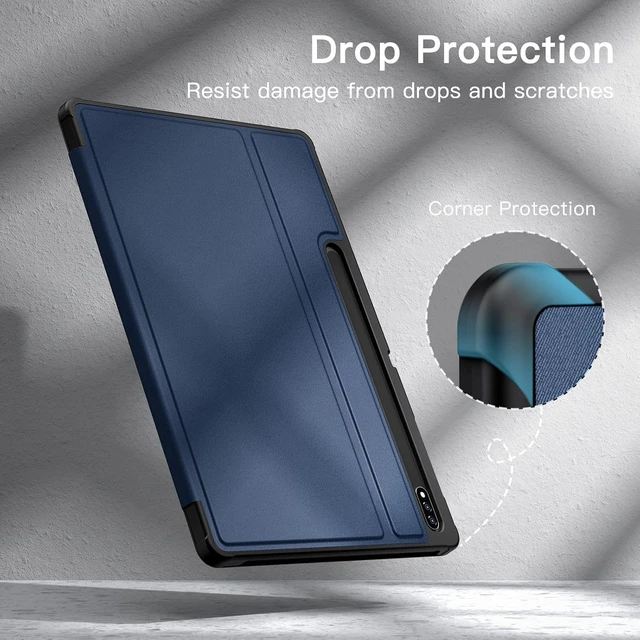 Alt view image 6 of 6 - Folio Case for Galaxy Tab S8 Plus/S7 FE/S7 Plus 12.4 Navy
