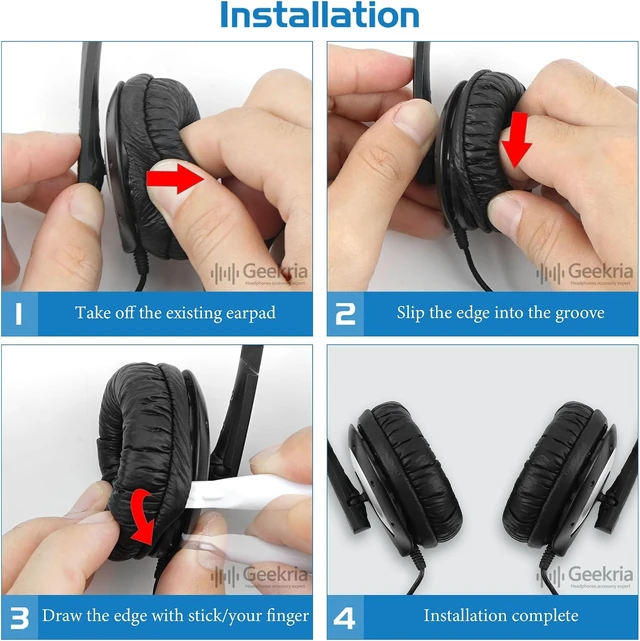 Alt view image 5 of 6 - Geekria Replacement Ear Pads Compatible with Sennheiser PX200 PX100 PX200-II PX100-II PXC300 PXC150 PXC250 PC130 (Black NOT Compatible with PXC250-II)