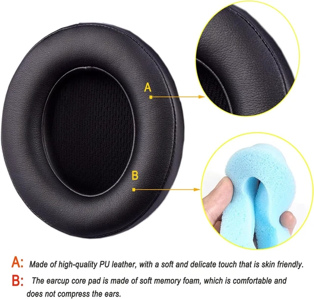Alt view image 5 of 6 - Replacement Ear Pads for Studio 2 & Studio 3 Wired & Wireless Headphones Cushions withSoft Protein Leather Noise Isolation Memory Foam(Titanium Grey)