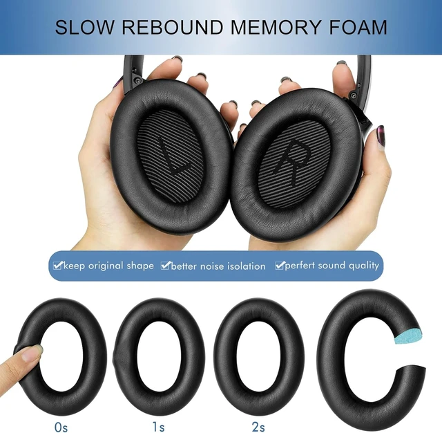 Alt view image 4 of 7 - Replacement Ear Pads for QC35 & QC35 ii Black