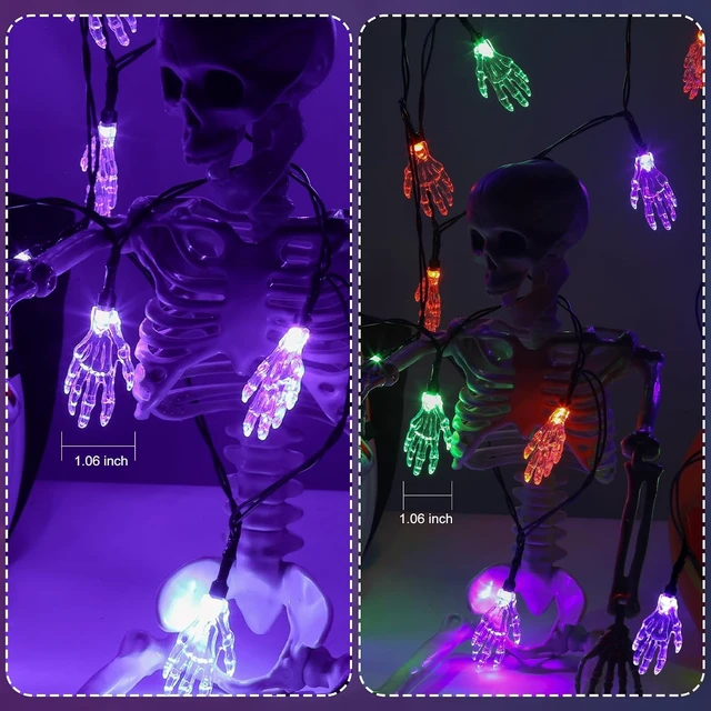 Alt view image 6 of 7 - 21 LED Ghost String Lights 10 Modes 10FT Dual-Color Fairy Lights Indoor Battery Operated for Halloween Holiday Party Bedroom Window Porch Home Decoration(Purple+Multi-Color)