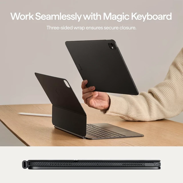Alt view image 3 of 7 - PITAKA for iPad Pro 11 Inch Case M5/M4 Magic Keyboard Compatible Black