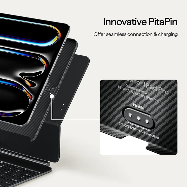 Alt view image 4 of 7 - PITAKA for iPad Pro 11 Inch Case M5/M4 Magic Keyboard Compatible Black