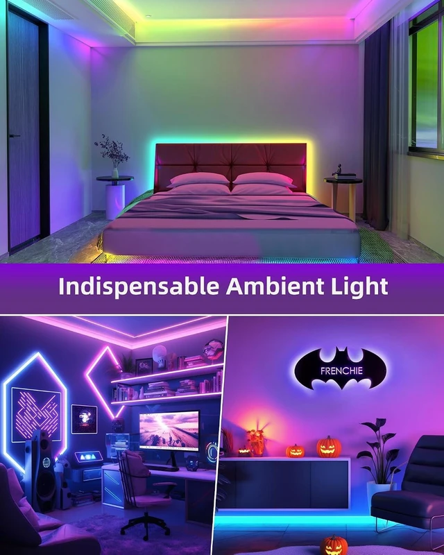 Alt view image 7 of 7 - 32.8ft LED Strip Lights RGB 5050 Color Changing LED Light Kit Ultra Brighter 300LEDs Flexible Light Strips with RF Remote and UL Power Supply for Home Room Party TV Bedroom