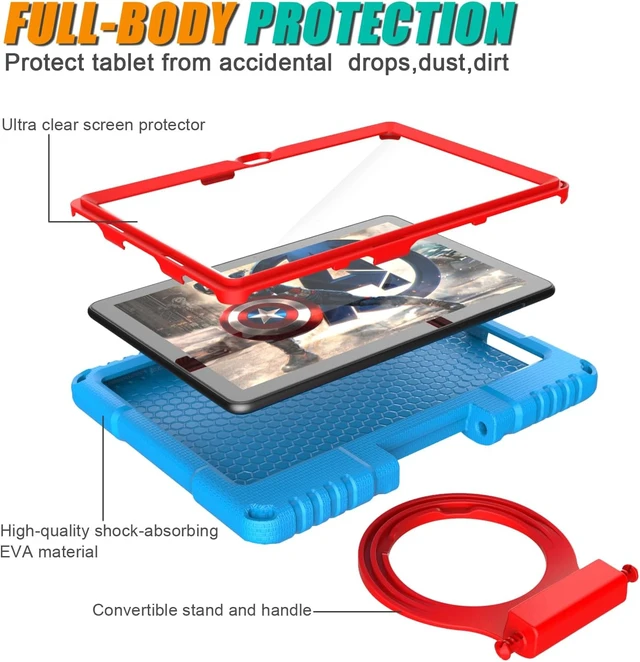Alt view image 2 of 6 - Fire HD 10 & Fire HD 10 Plus Tablet Case for Kids(13th/11th Generation 2023/2021 Release) Shockproof Case with Screen Protector and Handle Stand Incompatible iPad TCL Blue