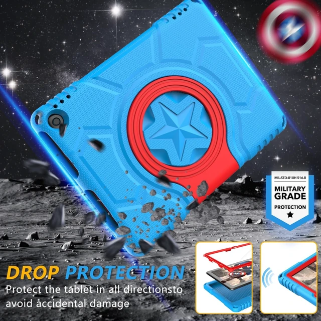 Alt view image 4 of 6 - Fire HD 10 & Fire HD 10 Plus Tablet Case for Kids(13th/11th Generation 2023/2021 Release) Shockproof Case with Screen Protector and Handle Stand Incompatible iPad TCL Blue