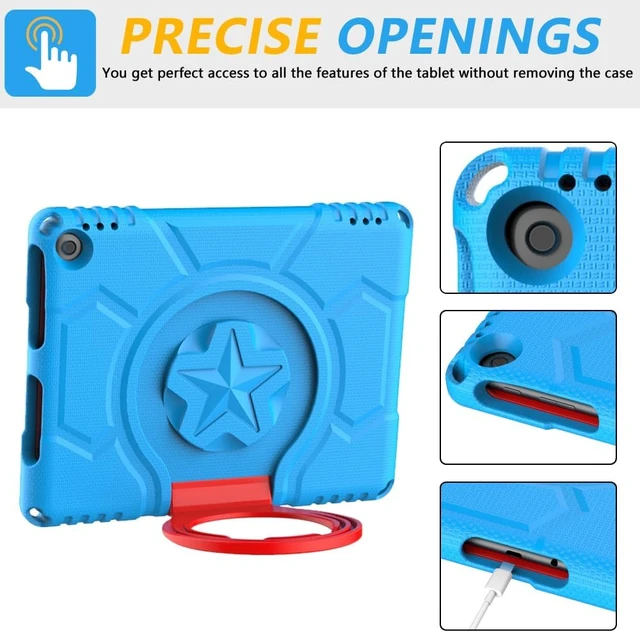 Alt view image 5 of 6 - Fire HD 10 & Fire HD 10 Plus Tablet Case for Kids(13th/11th Generation 2023/2021 Release) Shockproof Case with Screen Protector and Handle Stand Incompatible iPad TCL Blue