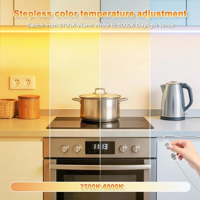 Alt view image 3 of 7 - COB LED Strip Lights 6.6 FT Dimmable 2700k-6500k USB Powered