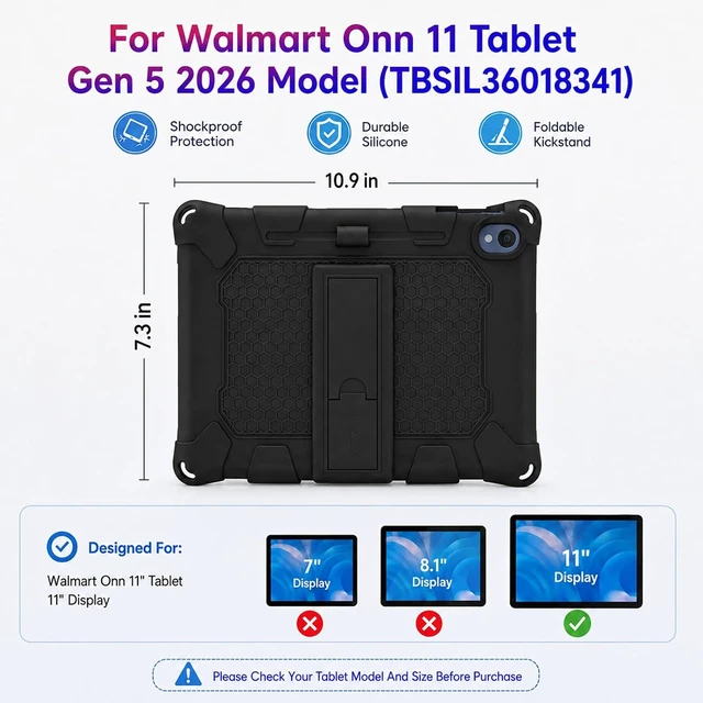 Alt view image 2 of 7 - Case for Onn 11 inch Tablet Gen 5 2026 (Model:TBSIL36018341)
