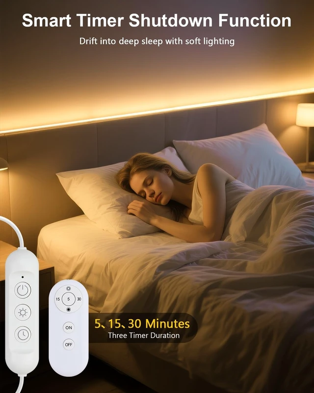 Alt view image 5 of 7 - USB LED Light Strip 5V 6.56FT 3000K Warm White COB LED Strip Lights with Remote Lights Dotless Super Bright Dimmable Flexible for TV Backlight Bedroom Under Cabinet Kitchen Shelf Lighting