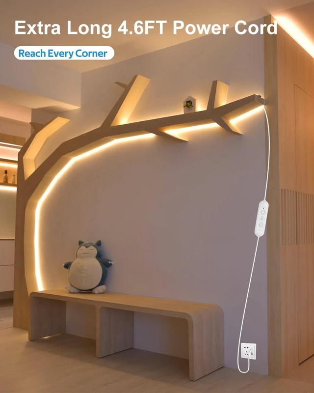 Alt view image 7 of 7 - USB LED Light Strip 5V 6.56FT 3000K Warm White COB LED Strip Lights with Remote Lights Dotless Super Bright Dimmable Flexible for TV Backlight Bedroom Under Cabinet Kitchen Shelf Lighting