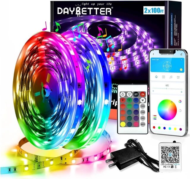 Main image of Led Strip Lights Smart with App Control Remote 2835 RGB for Bedroom Music Sync Color Changing for Room Party 200 ft (2 Rolls of 100 ft)