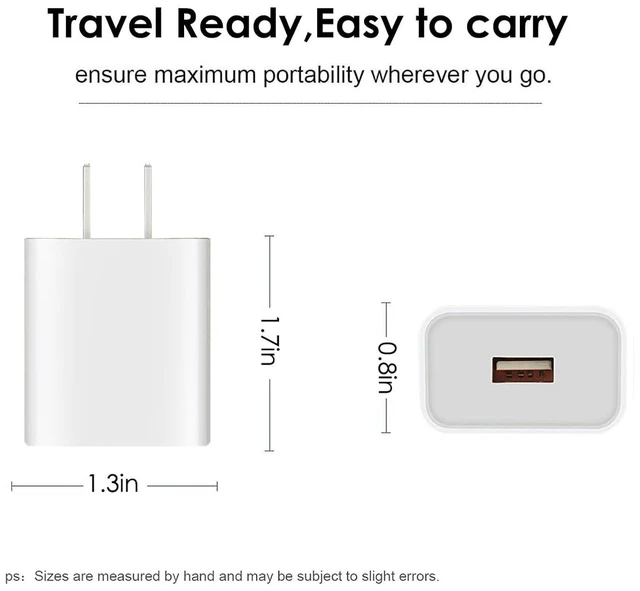 Alt view image 5 of 6 - USB Wall Charger 5V 2A 10W Charger Power Adapter Fast Charging USB Block Charging Plug Block Cube Wall Plug for iPhone 17 16 15 iPad Phone Speaker Sumsung Android Kindle Tablet & More -White