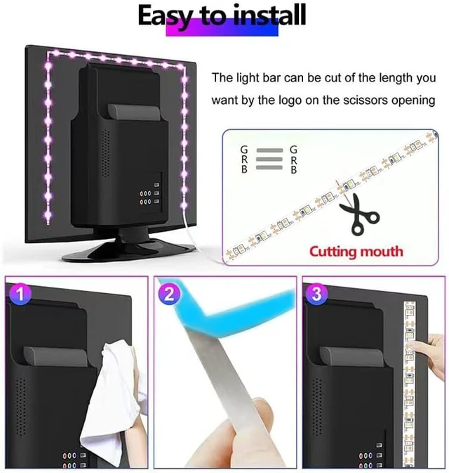 Alt view image 3 of 7 - Battery Powered Led Strip Lights 1x6.56Ft (2m One Sets of Strip Light with 3 AA Battery Box/USB RGB LED Lights Remote and APP Control