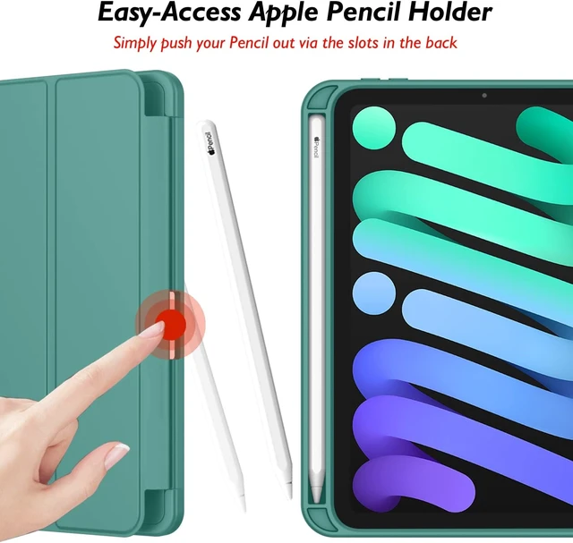 Alt view image 3 of 7 - iPad mini 7 Case 2024 (A17 Pro) iPad mini 6 Case (8.3-Inch 2021 Model) iPad mini 7th/6th Generation Case with Pencil Holder Trifold Stand Smart Case with Soft TPU Back Forest Green
