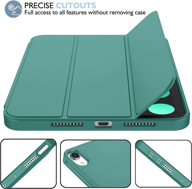 Alt view image 6 of 7 - iPad mini 7 Case 2024 (A17 Pro) iPad mini 6 Case (8.3-Inch 2021 Model) iPad mini 7th/6th Generation Case with Pencil Holder Trifold Stand Smart Case with Soft TPU Back Forest Green