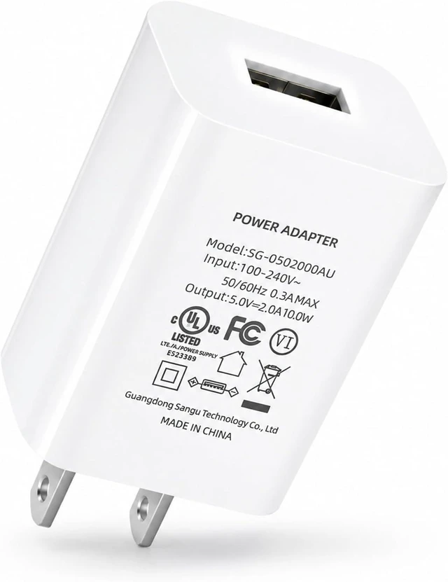 Main image of USB Wall Charger 5V 2A Power Adapter 10W USB Charger Block Compatible with iPhone 17/16/15/14/13/12/11 Galaxy iPad Kindle and Android Devices UL Listed