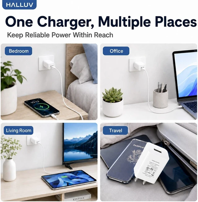 Alt view image 4 of 7 - USB Wall Charger 5V 2A Power Adapter 10W USB Charger Block Compatible with iPhone 17/16/15/14/13/12/11 Galaxy iPad Kindle and Android Devices UL Listed