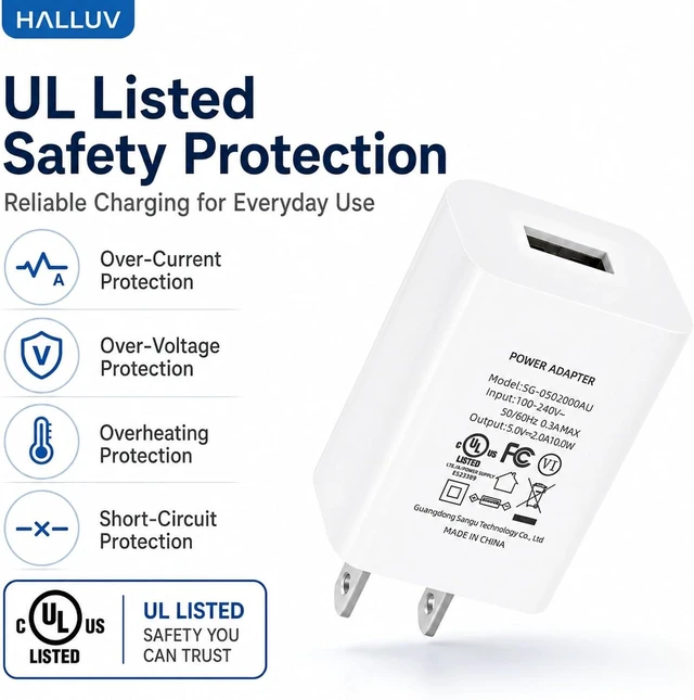 Alt view image 5 of 7 - USB Wall Charger 5V 2A Power Adapter 10W USB Charger Block Compatible with iPhone 17/16/15/14/13/12/11 Galaxy iPad Kindle and Android Devices UL Listed
