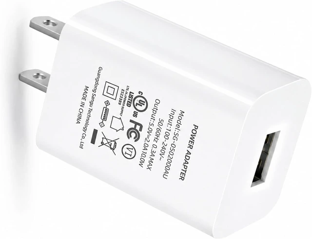 Alt view image 7 of 7 - USB Wall Charger 5V 2A Power Adapter 10W USB Charger Block Compatible with iPhone 17/16/15/14/13/12/11 Galaxy iPad Kindle and Android Devices UL Listed