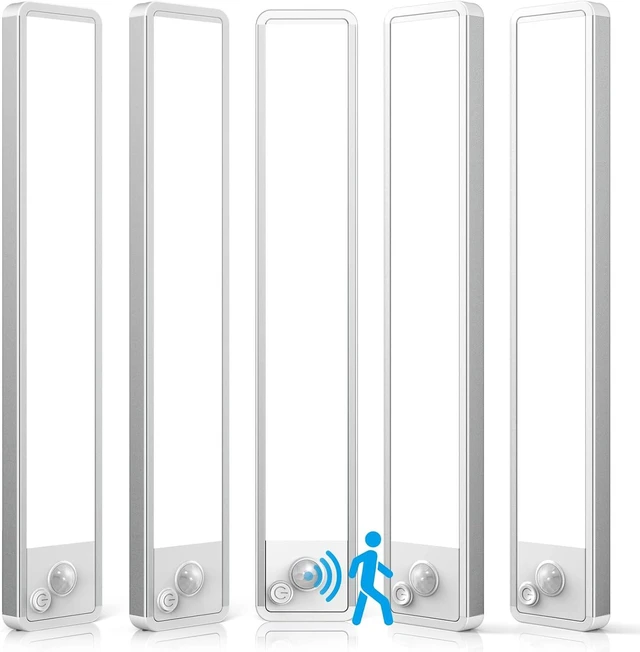 Main image of 5 Pack Under Cabinet Lighting Wireless 2200maAh Rechargeable LED Motion Sensor Magnetic Light Indoor Closet Lights for Kitchen Stairs Cool White