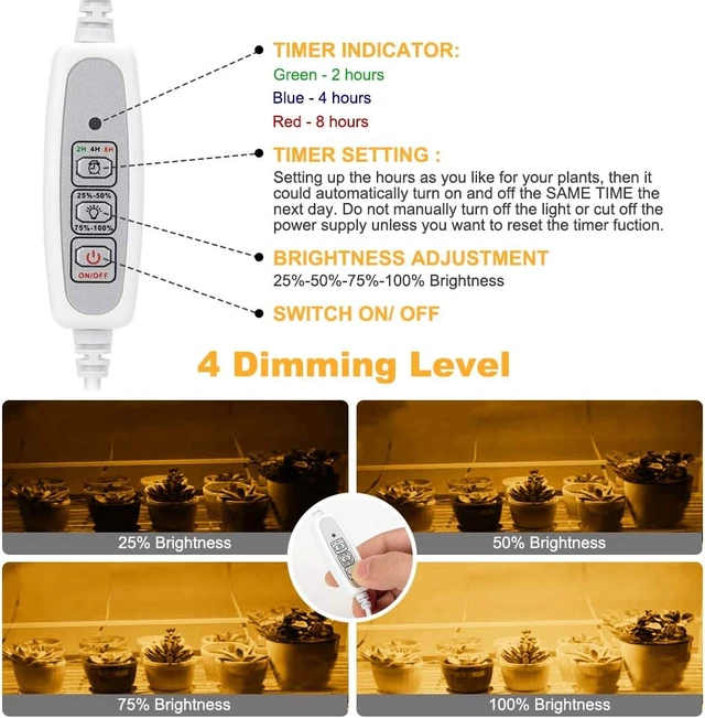 Alt view image 5 of 6 - LED Plant Grow Light Strip Full Spectrum for Indoor Plant with Timer