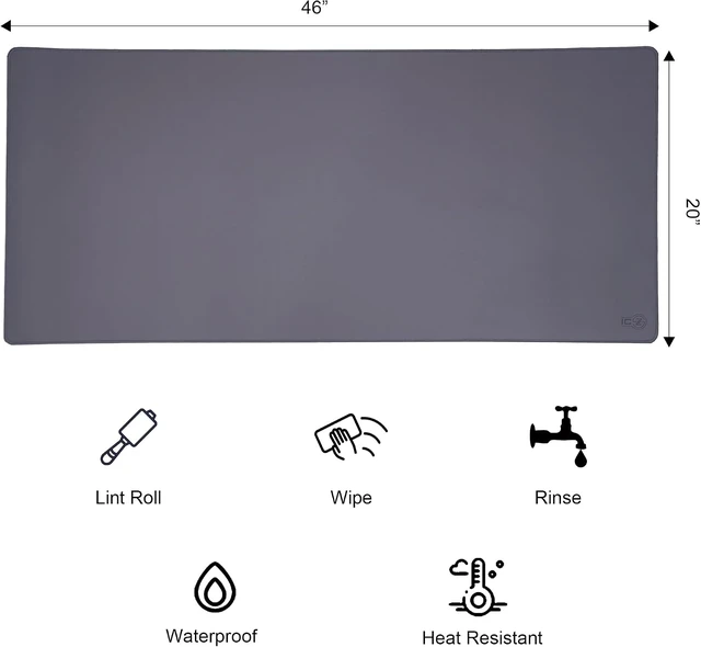 Alt view image 2 of 7 - 3XL Extended Gaming Mouse Pad/Mat 46x20(Steel Grey) - Large & Wide Desk Cloth Mousepad - Stitched/Water Proof/Non Slip Base