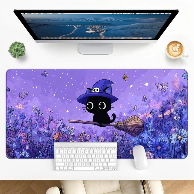 Main image of Large Gaming Mouse Pad 31.5 x 15.7 in Witch Cat